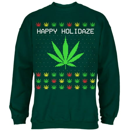 Pot Leaf Rasta Happy Holidaze Holidays Ugly Christmas Sweater Mens