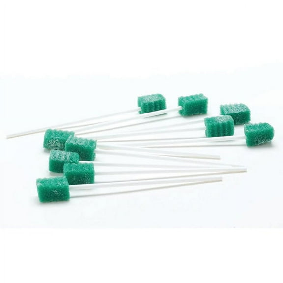 Medline DenTips Oral Swabsticks, Treated, Green, 250 Swabsticks Per Box, Case Of 2 Boxes