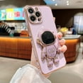 thumbnail image 2 of for iPhone 12 Pro Max Case ,Hidden Astronaut Stand Pasteable Kickstand, Upgrade Shockproof Corners ,Gold Trim Love Bracket Case for iPhone 12 Pro Max Cute for Women Cover (for iPhone12ProMax,purple), 2 of 9