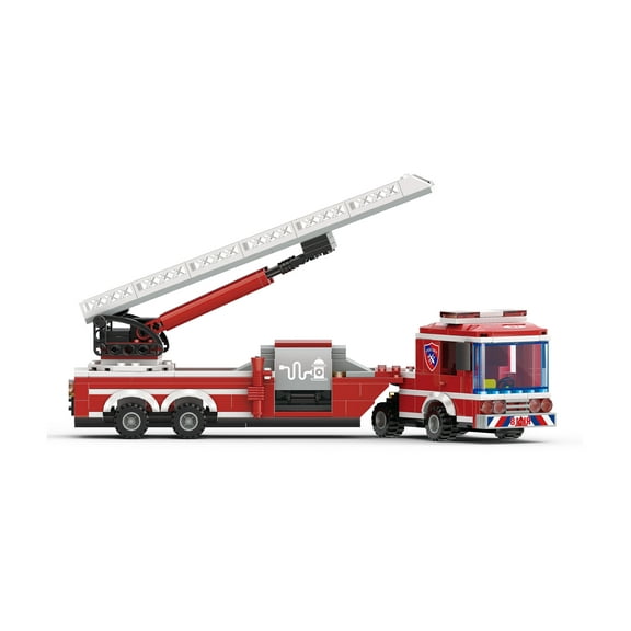 Fire Truck Building Block Set, Fire Fighter Building Blocks (Extended Ladder Firetruck), 294 Pieces
