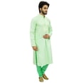 thumbnail image 3 of Atasi Ensemble Kurta Pyjama en Coton Vert Régulier pour Homme Long Chemise Ethnique Indienne-L, 3 of 6