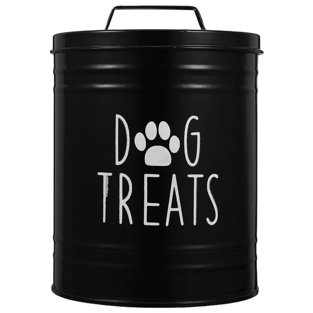 Recipiente hermético para comida de perro con tapa para encimera de cocina, tarro metálico para golosinas, contenedor de hierro para comida seca de cachorros para dueños de mascotas