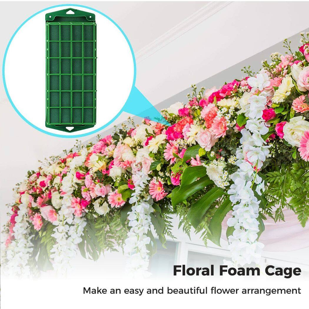 4Pcs Floral Foam Blocks Cage, Suction Cup Floral Holder Sponge, Floral Craft Wet Foam for Home Garden Door Tabletop Florist Wedding Decor Flower Arrangement