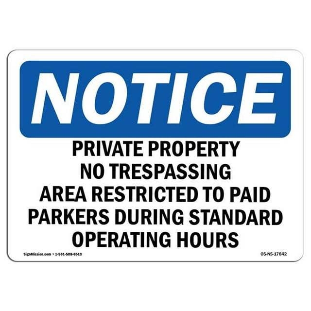 SignMission OS-NS-A-1824-L-17842 18 x 24 Po Signe d'Avertissement OSHA - Propriété Privée Pas d'Accès Interdit aux Intrus