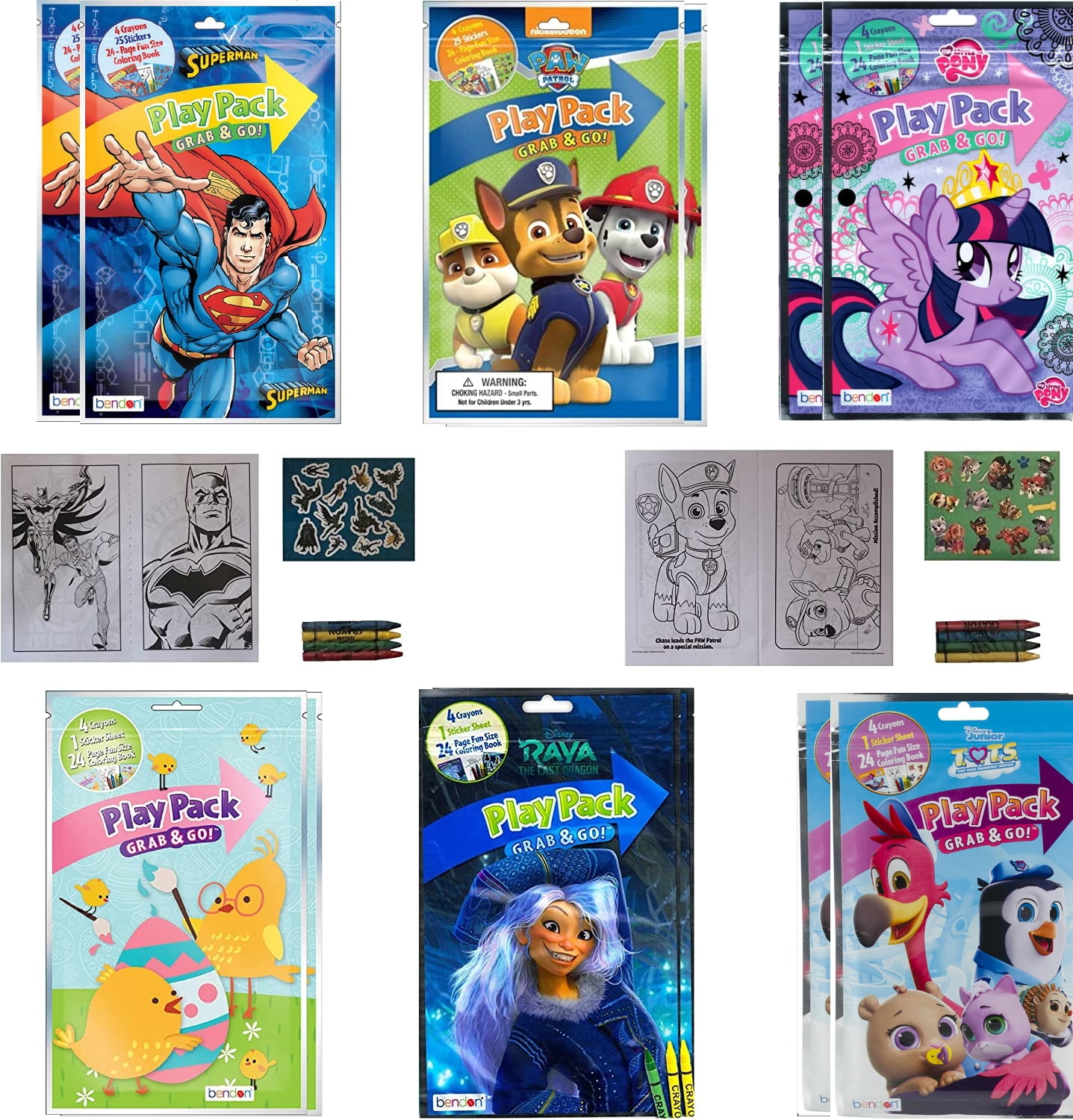 (30 Pack) Grab & Go Play Packs Kids Coloring Books with Crayons Party Favor Bulk for Boys Girls Princess Superhero Cartoon Characters Bulk Activity