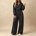 thumbnail image 2 of Zynoxe Womens Sweatsuits 2 Piece Set Comfort Drawstring Hooded Sweatshirt & Elastic High Waist Wide Leg Pants Suit Versatile Casual Track Suits Fashion Solid Color Suit Set with Pockets S, 2 of 10