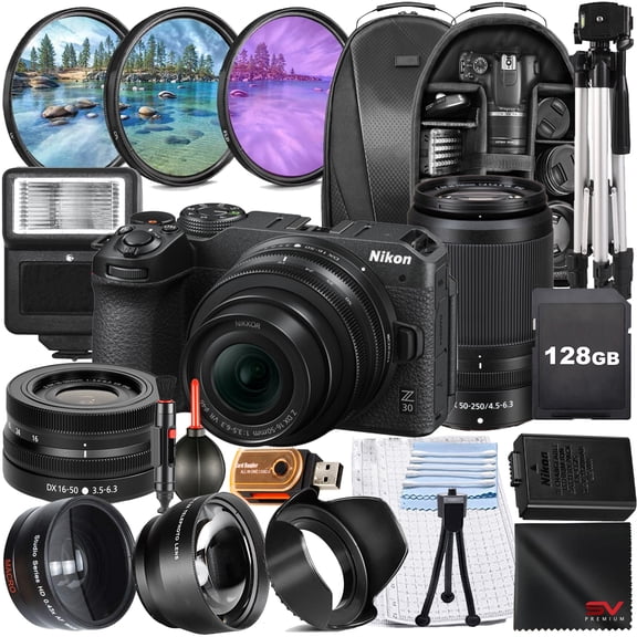 Nikon Z30 Mirrorless Camera with 50-250mm Lens   128GB Memory Card   Full Size Tripod   SV Premium Accessory Bundle (International Version)