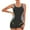 Gray, variant on Women's Sleeveless One Piece Wetsuit Conservative Sexy Backless Color Matching Swimsuit with Removable Bra Pads Boxer Style for Swimming,Black,L