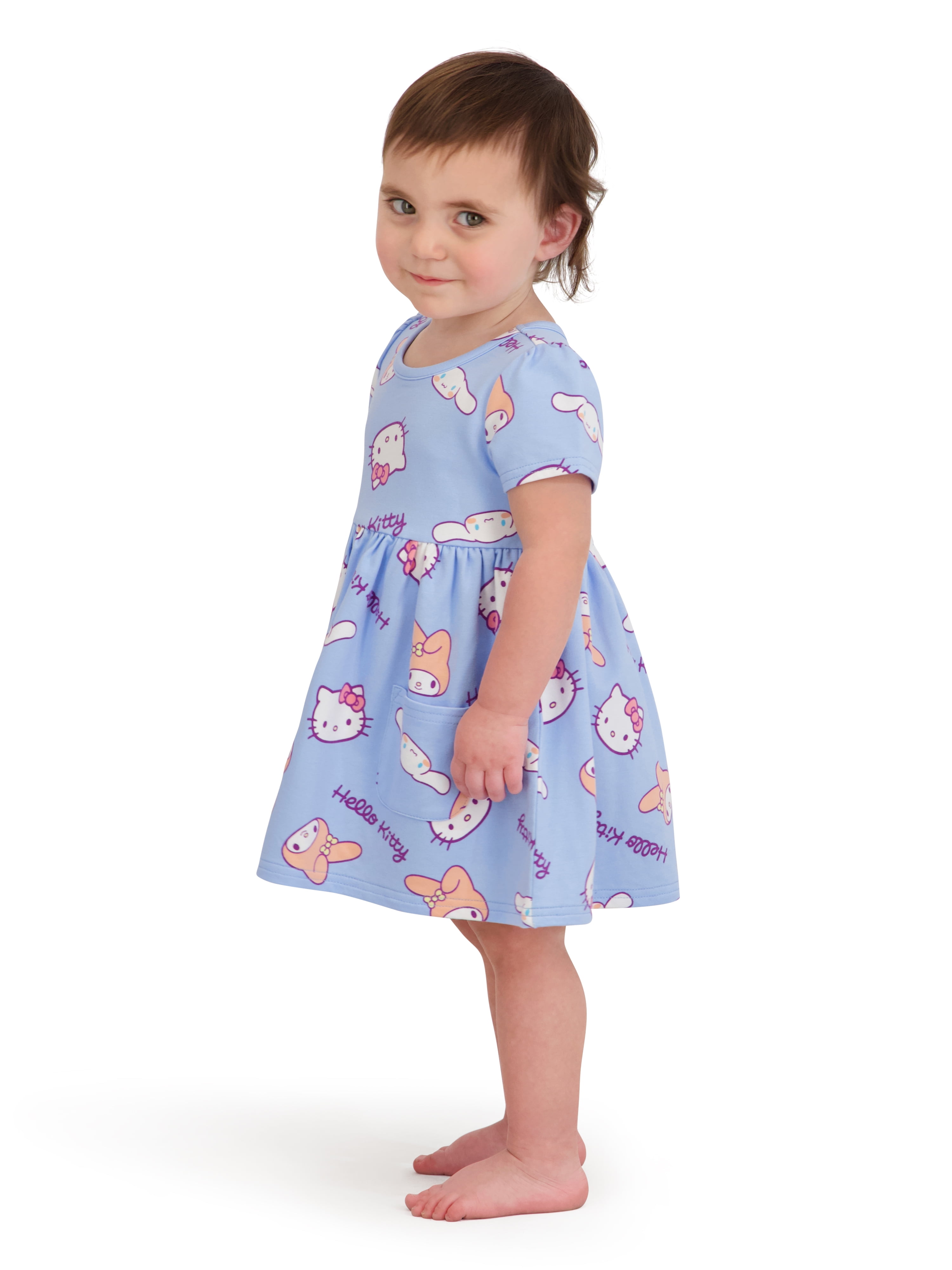 Hello Kitty Baby Girl Viscose French Terry Dress and Panty Set, Sizes 0-24 Months