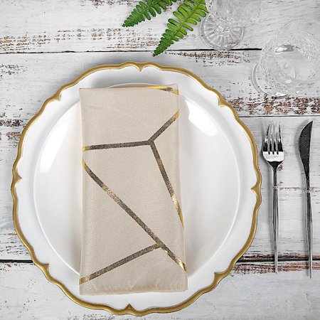 

BalsaCircle 5 Pieces Beige 20 Geometric Design Polyester Dinner Napkins Tablecloths