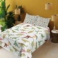 thumbnail image 2 of Ambesonne Dino Emoji Fitted & Top Sheet Set with Shams, Pastel Dinosaur Print, White Green and Rust, 2 of 5