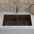 thumbnail image 7 of 32" x 19" Quartz Kitchen Sink, Double Bowl Sink, Drop-in Sink, Undermount Sink, Granite Kitchen Sink, Galaxy Mocha Kitchen Sink, with Grids, Basket Strainer and Flange Lexicon Platinum LP-5050-M, 7 of 7