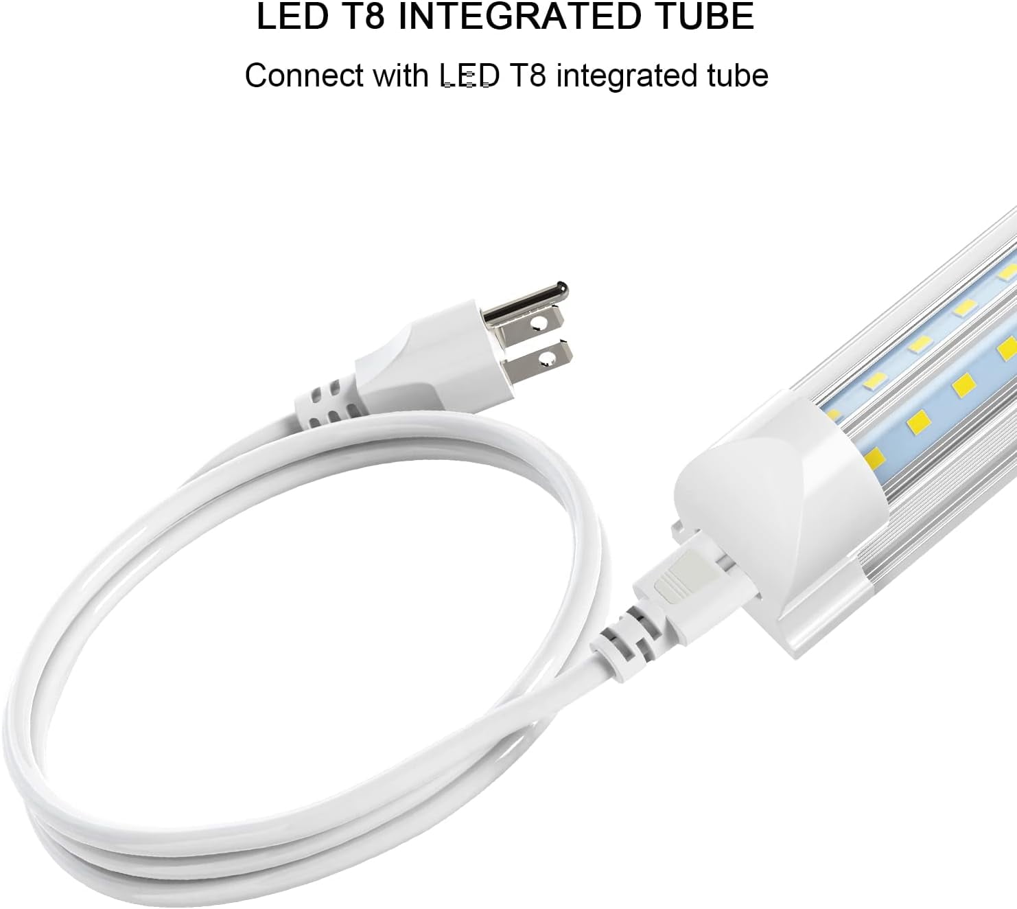 8 Pack 3-Prong US Plug T5 T8 Power Cords for Integrated LED Light Fixture