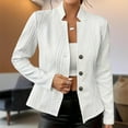 thumbnail image 3 of MORTTIC - Women's Single-Breasted Long Sleeve Jacket with Lapel Collar, Elegant Fall/Winter Blazer for Work & Casual, 3 of 6