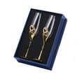 thumbnail image 6 of Champagne Flutes Glass Set of 2,Hand Blown Champagne Glasses Toasting Crystal Flutes Goblet,Champagne Glasses Wedding Cups - Gold Golden, 6 of 8