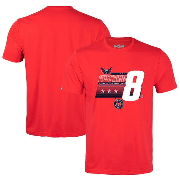 Men's Levelwear Alexander Ovechkin Red Washington Capitals NHL All-Time Leading Goal Scorer Milestone Stripes Name &