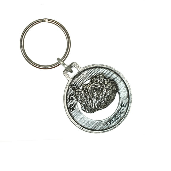 Westie Keychain, D178KC, 1 1/2 Inch, Dog, Terrier, Small Dog, Metal, Pet, Gift, Handmade in the USA, Wide Array of Terrier Designs Available, 100% American Made