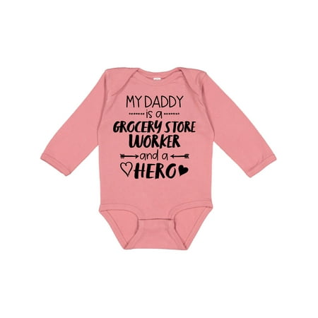 

Inktastic My Daddy is a Grocery Store Worker and a Hero Gift Baby Boy or Baby Girl Long Sleeve Bodysuit