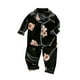 thumbnail image 1 of Odeerbi 1-5 Años Pijama de Satén Para Niño, Niña, Con Solapa de Muesca, Camisa de Manga Larga, Pantalón, Estampado de Seda, Ropa de Dormir, Pijama de Dos Piezas, 1 of 3