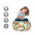thumbnail image 2 of Fruits Storage Toy Bag Chair, Repeated Peaches with Leaves and Polka Dots on Plain Background, Stuffed Animal Organizer Washable Bag, Small Size, White Vermilion and Fern Green, by Ambesonne, 2 of 3
