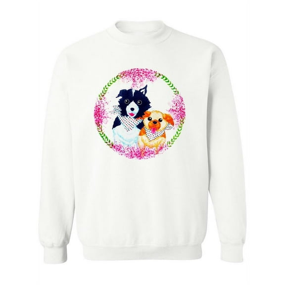 Cute Dogs And Flowers Sweatshirt Women -Image by Shutterstock, Female Large