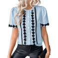 thumbnail image 3 of Blusas de Trabajo para Mujer, con Botones, Larga, Cuello en V, Encaje, Informal, con Botones, Camisas de Moda de Otoño, Azul, Talla M, 3 of 10