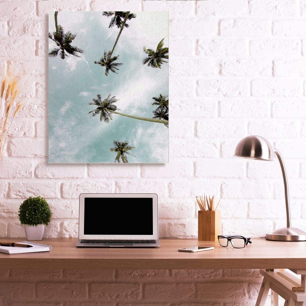 Stupell Industries Sky Through Palm Trees Tropical Summer Photograph Gallery-Wrapped Canvas Print Wall Art, 36x48, by Kim Allen