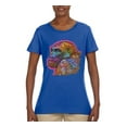 thumbnail image 3 of Colorful Neon Gorilla | Dean Russo Art Animal Lover Womens T-Shirt, Royal, Large, 3 of 6