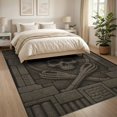 thumbnail image 3 of ODIKA 8'x10' Washable Area Rug Gray Stone Skull Relief Design Intricate Gothic Motif with Geometric Borders for Dining Room, Large Office, Lounge, Non-Slip Chair-Friendly Mat, 3 of 7