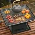 thumbnail image 5 of Outdoor Fire Pit with Grill Grate, 18.5 in Square Wood Burning Fire Bowl for Camping, Black, 5 of 10