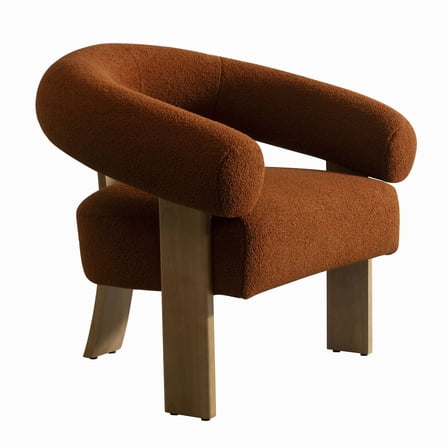 Cid Nico 35 Inch Accent Chair- Rust Brown Polyester- Flat Wood 3 Legs