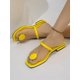 thumbnail image 1 of Women Round Decor Toe Post Thong Sandals, Artificial Patent Leather Fashion Sandals, 1 of 4