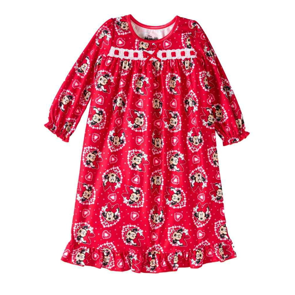 Disney - Disney Toddler Red Flannel Minnie Mouse Nightgown Hearts ...