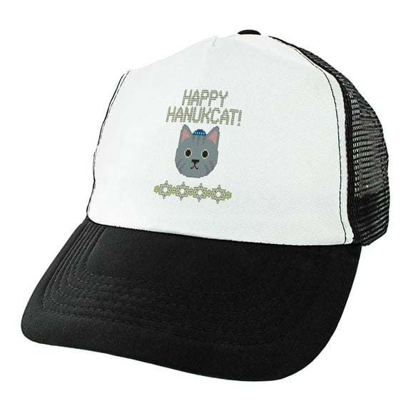 ThisWear Cat Hanukkah Happy Hanukcat Trucker Hat Black