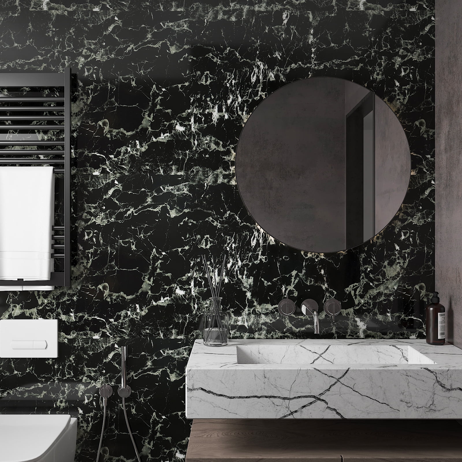 CHIHUT Black Marble Contact Paper for Countertops Waterproof 17.7"x236" Peel and Stick Marble Wallpaper for Kitchen Granite Paper Self Adhesive Wall Paper Removable Vinyl Wrap for Bathroom Cabinets