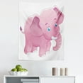 thumbnail image 1 of Animal Cartoon Tapestry, Comic Safari Animals as with Tusks Mammal Savannah Zoo, Fabric Wall Hanging Decor for Bedroom Living Room Dorm, 5 Sizes, Pink White, by Ambesonne, 1 of 1