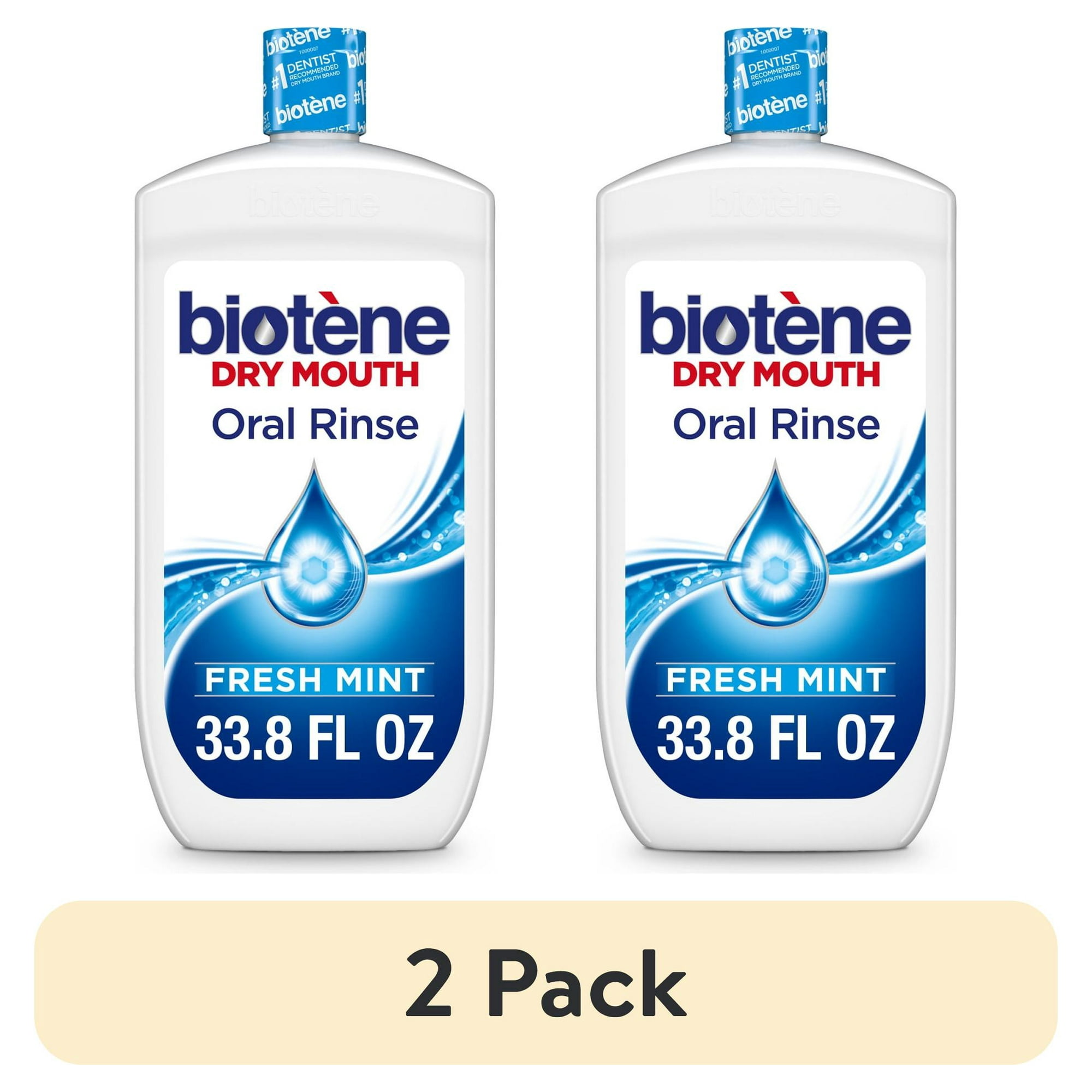 (2 pack) Biotene Moisturizing Dry Mouth Oral Rinse Mouthwash, Fresh Mint, 33.8 Fl Oz, for Children and Adults