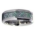 thumbnail image 2 of Wedding Rings Mens 8mm Silver Celtic Tungsten Band w/ Silver Green Carbon, 2 of 4