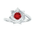 thumbnail image 4 of Rosec Jewels Lab Grown Ruby Flower Engagement Ring with Diamond - Bypass Ring for Women - AAAA Quality - with Jewelry Box, 925 Sterling Silver, US 13.00, 4 of 8