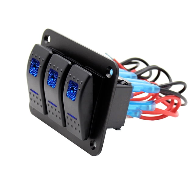 Riwesomey 3 Gang Car RV Boat Headlight Niebla LED Light Rocker Switch Panel de control ignífugo Toggle Car Truck Marine ATV UTV Paneles de instrumentos para automóviles
