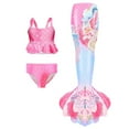 thumbnail image 1 of Girl Swimsuit Summer Colorful Fish Scale Ruffles Tops Briefs Fish Tail Split Swimsuits Set Girls Bathing Suit Pink 8-9Y, 1 of 5