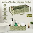 thumbnail image 2 of Dznils Wicker Toilet Paper Storage Basket with Handle, Bathroom Towel Organizer, Green, Set of 2, 2 of 11