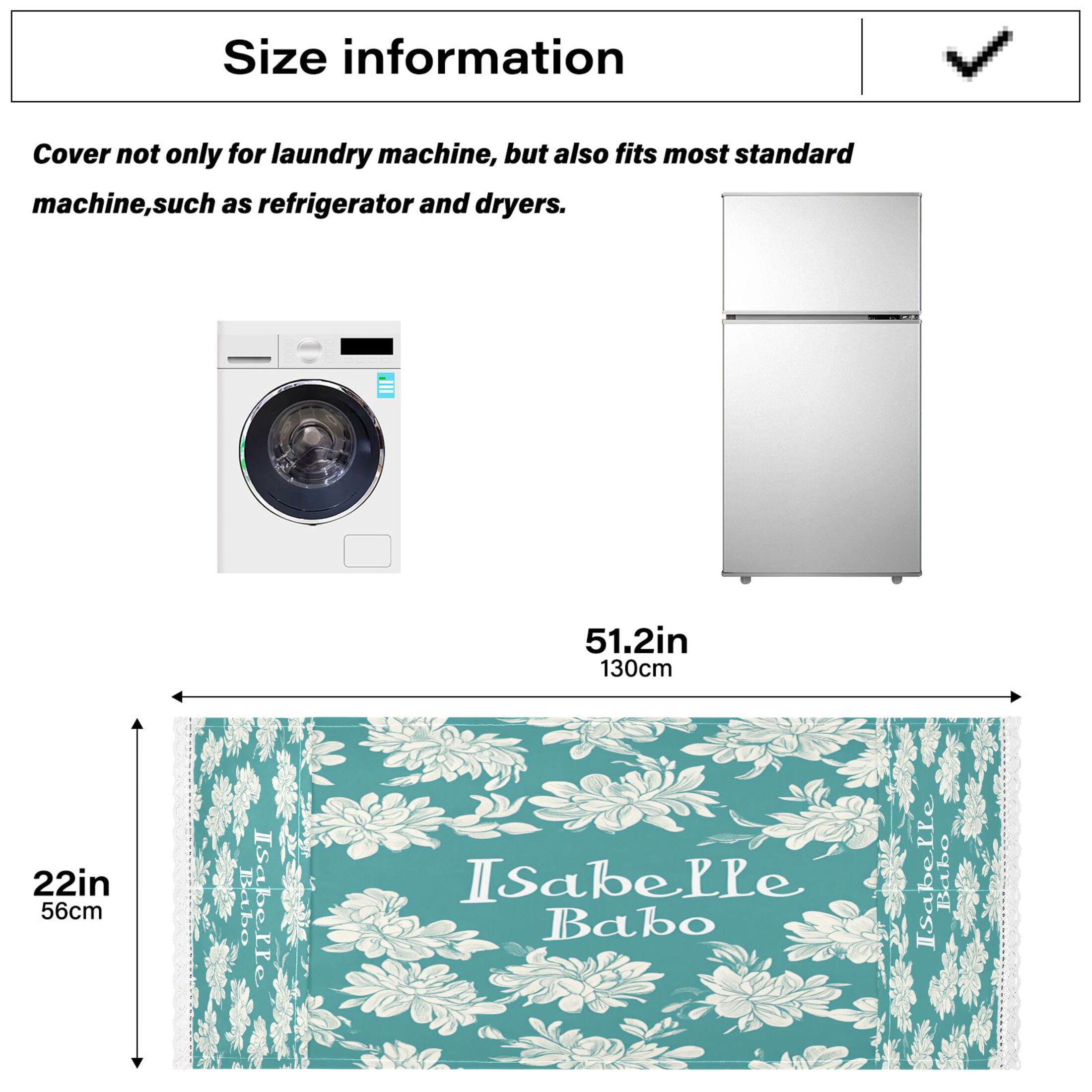 Isabelle BaboWasher and Dryer Covers Dust-Proof and Oil Resistant Fridge Cover with 4 Storage Pockets Washing Machine Top Cover for Laundry Kitchen Home 51.2 x 22 In