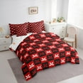 thumbnail image 3 of Feelyou Kids Kawaii Poinsettia Flower Bedding Comforter Set 7-Piece, Black Red Plaid Checkered King Bedding Sets, Merry Christmas Reversible Bed Sheets, Luxury Bedroom Decor, 3 of 7