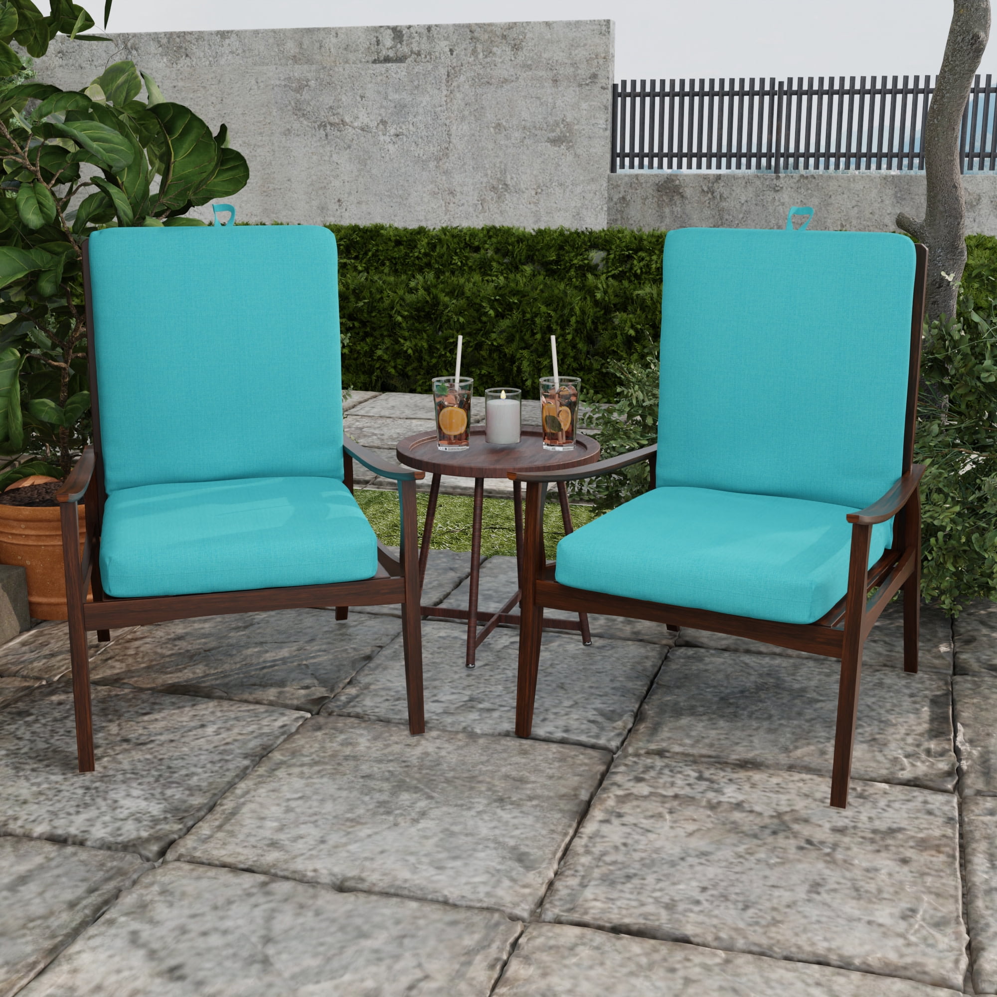 Jordan Manufacturing 44" x 21" McHusk Lagoon Aqua Crosshatch Rectangular Outdoor Chair Cushion with Ties and Hanger Loop