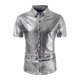 thumbnail image 1 of Los Hombres de Manga Corta Botón Abajo Camisa Club Nocturno Botón Casual Lentejuelas Gira-Abajo Cuello Superior, Camisa de Fiesta de Moda, 1 of 7