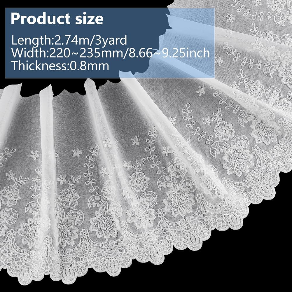 14 Yards White Cotton Eyelet Lace Trim - 1 Inch (2.5cm) Wide, Embroidery Trim For Sewing & Crafting