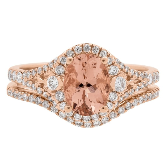 Gin & Grace 14KT RG Genuine Morganite and Diamond Accent Ring.