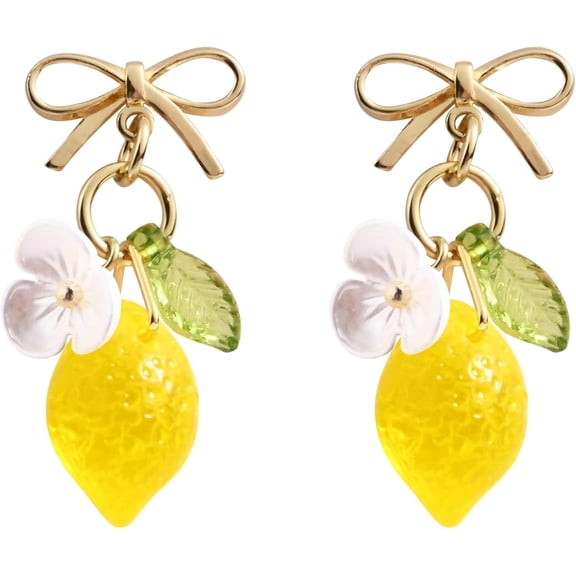 Orange Lemon Strawberry Imported Czech Glass Beads Earrings Handmade Bowtie Fruits Dangling Stud Earrings For Women[Z7903]