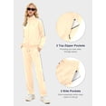 thumbnail image 5 of Women's 2Pc Full Zip Tracksuit, 4 Way Stretch with Reflective Stripes & Zipper Pockets for Golf Running Gym Beige S, 5 of 8